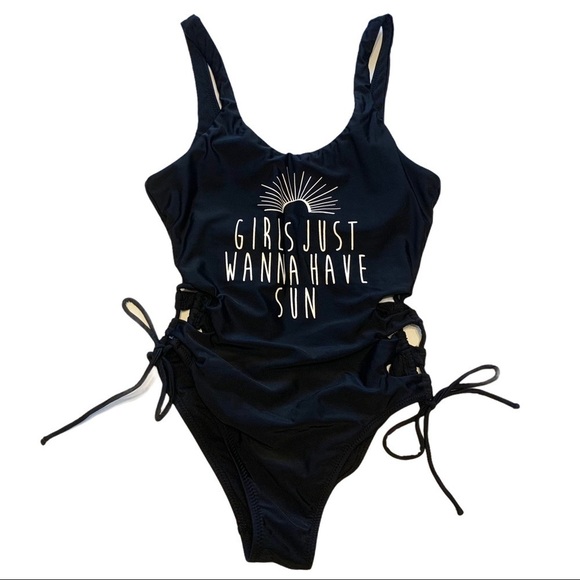 Altar’d State Graphic Lace Up Sides Swim Suit Women’s Small - Picture 5 of 7